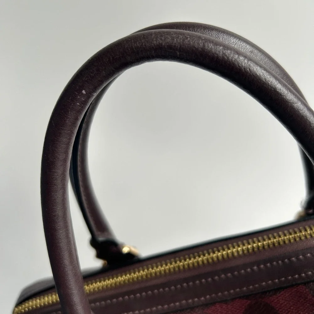 Coach Rowan Satchel Burgundy Signature Canvas Leather Bag Excellent - Picture 4 of 10